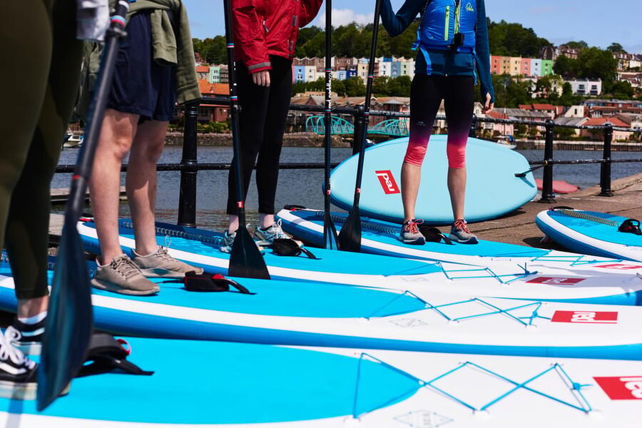 Bristol: Paddleboarding Harbourside Tour - Learning to stand before heading into the harbour