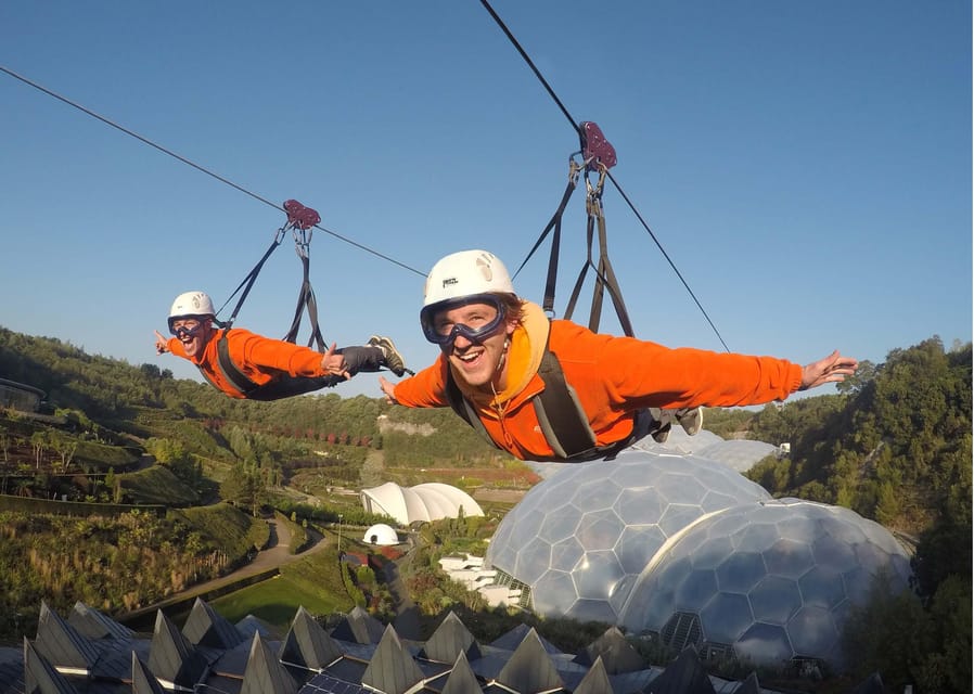 Cornwall: Eden Project Zip Wire Experience - Flying over the Eden Project at 60 mph