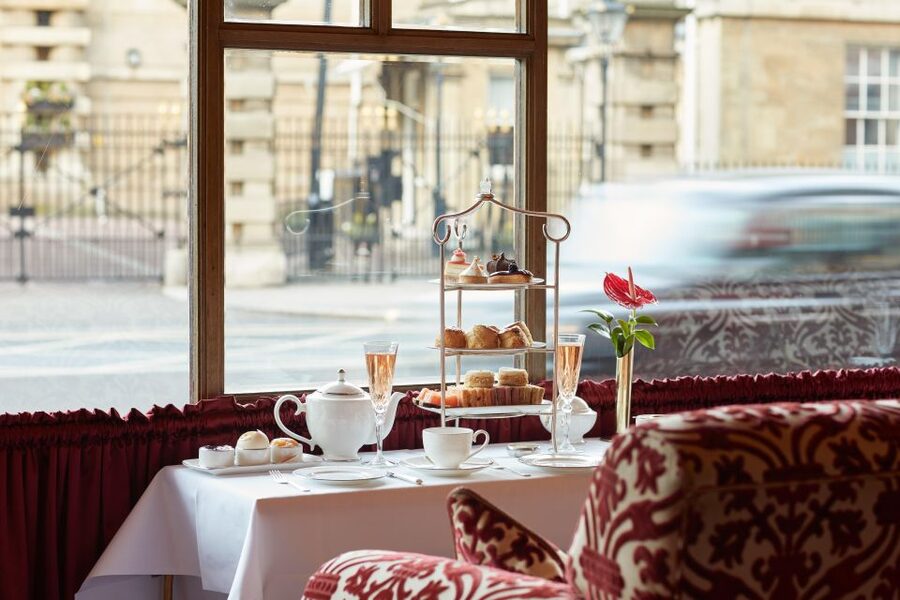 London: Afternoon Tea at The Rubens at the Palace - Pastries with chocolate, blackberry, rhubarb, and citrus