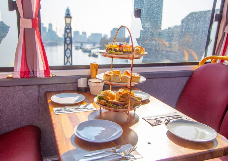 London: Afternoon Tea Bus with a Glass of Prosecco - What is served on the three-tier tea