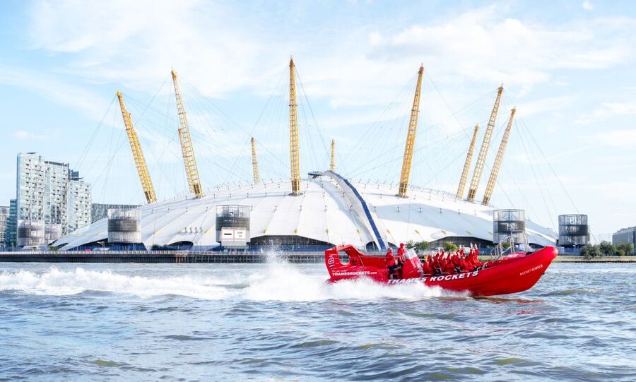 London: Break the Barrier Speed Boat Ride - The return run passes The O2 and Tower Bridge