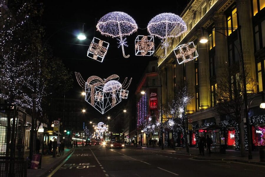 London: Christmas Lights Tour by Vintage Double-Decker Bus - Oxford Street: the first major light display