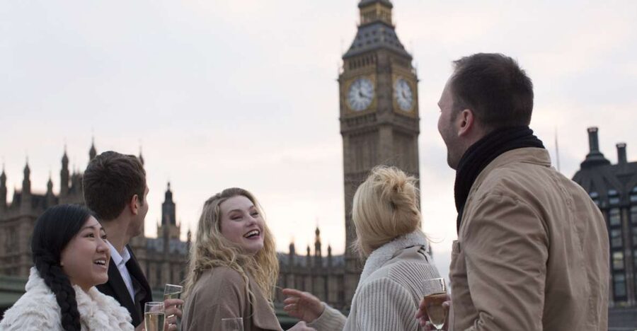 London: River Thames Evening Cruise with Bubbly and Canapés - London Eye, Parliament, and the changing evening light