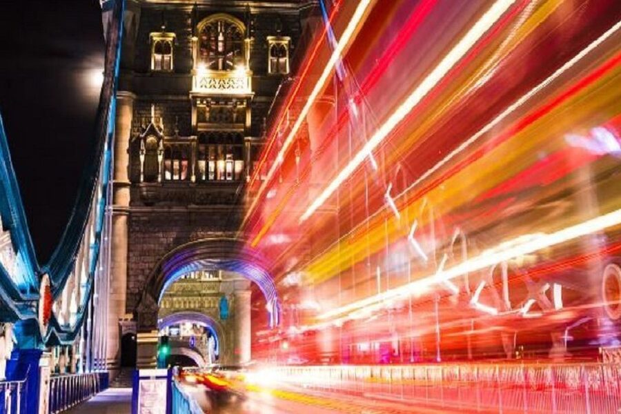 London: Tootbus London by Night Bus Tour - Trafalgar Square and Piccadilly Circus after dark