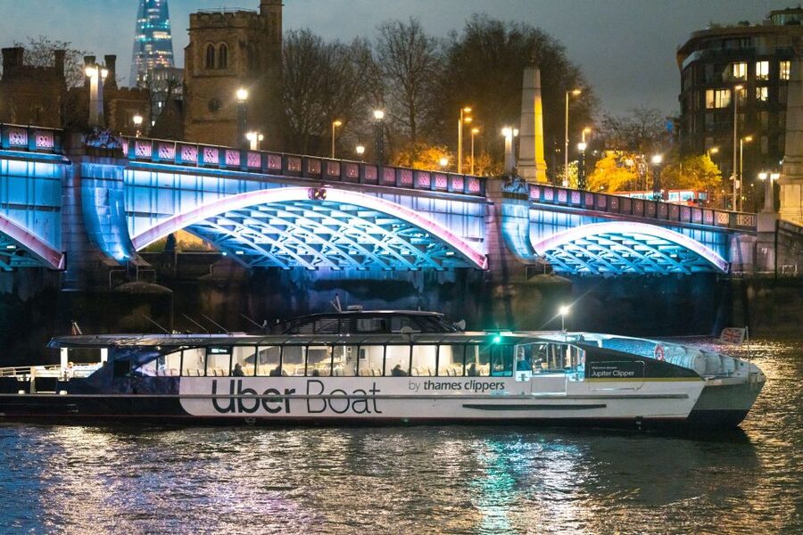 London: Uber Boat Single Trip and London Cable Car - A river ride with London built along the banks
