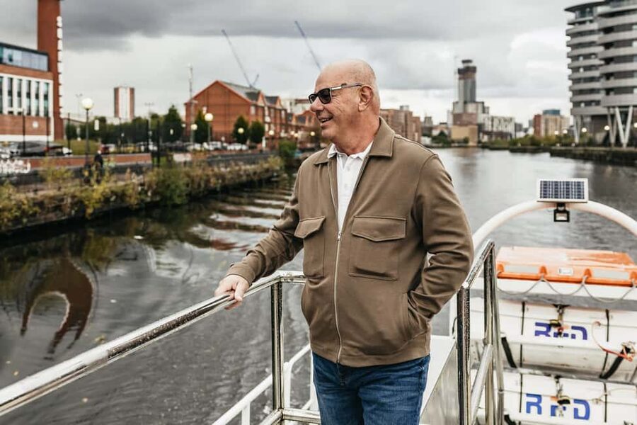 Manchester: Canal & River Cruise - Passing Old Trafford from the Manchester Ship Canal